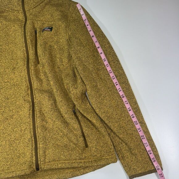 L.L. Bean Sweater Fleece Full Zip Jacket Coat Outdoor Hiking Mustard Men Large - Picture 8 of 10